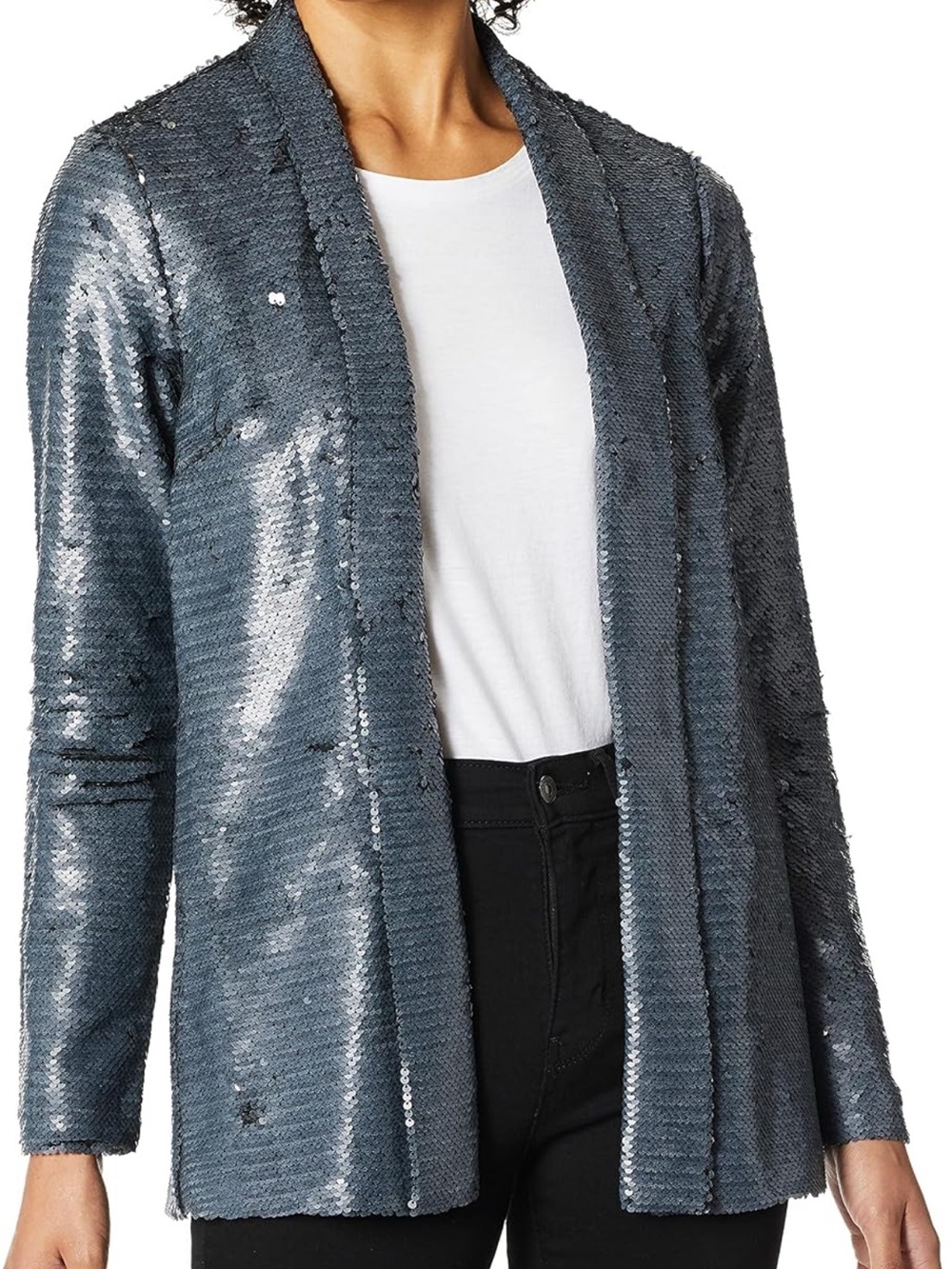 cupcakes & cashmere Slate Blue Sequin Open-Front Jacket